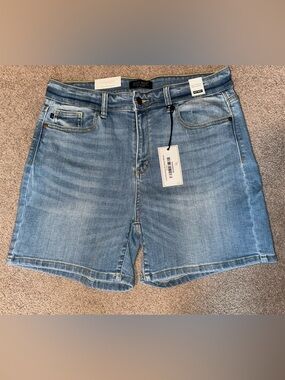Judy Blue Faded Light Blue High-Rise Denim Shorts